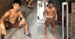 Thajský boxer predviedol svoje nerozbitné holene (Ohol kovovú trubku)