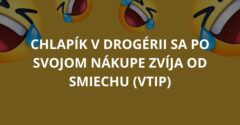 Chlapík v drogérii sa po svojom nákupe zvíja od smiechu (Vtip)