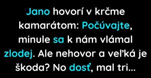 Jano hovorí kamarátom v krčme, že ich vylúpili (Vtip)