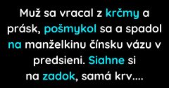 Muž sa vracal z krčmy a spadol na vázu (Vtip)