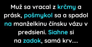 Muž sa vracal z krčmy a spadol na vázu (Vtip)