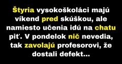 Štyria študenti si poradili so skúškou po svojom (Vtip)