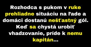 Rozhodca prehliadne situáciu na ľade (Vtip)