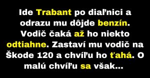 Vodič BMW na diaľnici odtiahne dve autá (Vtip)