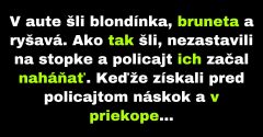 Blondína, bruneta a ryšavá sa schovávajú pred policajtom (Vtip)