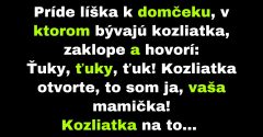 Líška predstiera mamu kozliatok, aby ich prekabátila (Vtip)