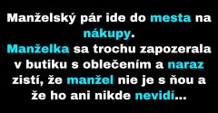 Manžel opisuje manželke, kde ho nájsť v nákupnom centre (Vtip)