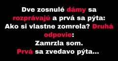 Dve zosnulé dámy sa zhovárajú o tom, ako zomreli (Vtip)