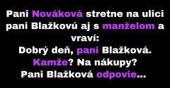 Pani Blažková kupuje s manželom topánky (Vtip)