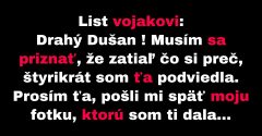 Vojakovi príde list od neznámej slečny (Vtip)