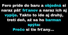 Fero si v bare objedná naraz až päť frťanov (Vtip)