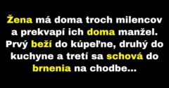 Milenci sa schovávajú pred prichádzajúcim mužom (Vtip)