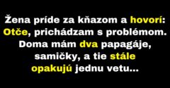 Žena sa pýta kňaza, ako vyriešiť zlé správanie jej papagájov (Vtip)