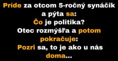 Otec vysvetľuje synovi, čo je politika (Vtip)