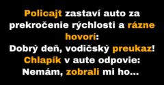 Policajt zastavil vodiča za prekročenie rýchlosti (Vtip)