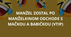 Manžel zostal po manželkinom odchode s mačkou a babičkou (Vtip)