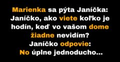 Janíčko vysvetľuje Marienke, ako zistí koľko je hodín aj bez nich (Vtip)