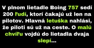 Lietadlo Boing 757 pilotujú dvaja slepí páni (Vtip)