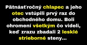 Otec zo synom prvý raz v živote uvidia výťah (Vtip)