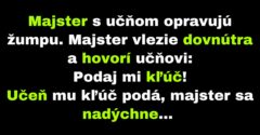 Majster s učňom opravujú žumpu (Vtip)