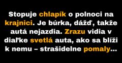 Chlapík stopuje neskoro v noci na krajnici (Vtip)