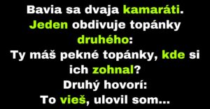 Kamarát ukáže tomu druhému svoje krokodílie topánky (Vtip)