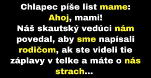 Chlapec napíše mame list o svojich zážitkoch (Vtip)