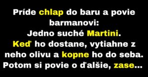 Chlap v bare vypije pätnásť pohárov Martini (Vtip)