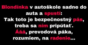 Blondínka v autoškole sa zoznamuje s autom (Vtip)