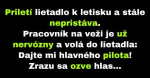 Pracovník na veži komunikuje s neznámym hlasom v lietadle (Vtip)