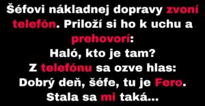 Fero volá šéfovi nákladnej dopravy, že sa mu rozbilo spätné zrkadlo (Vtip)